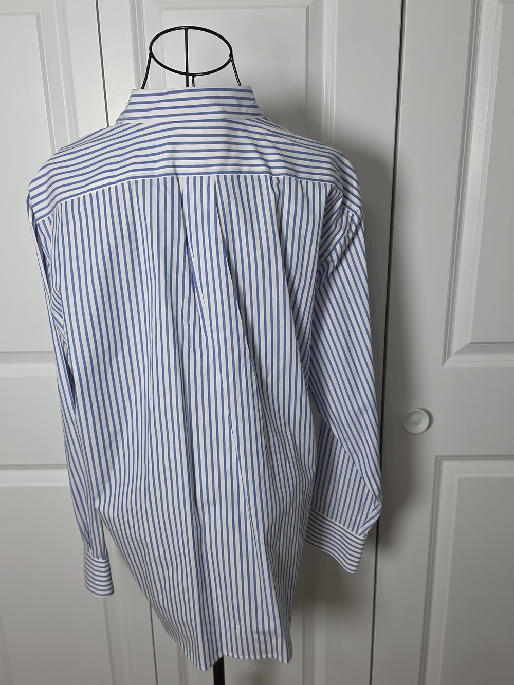 Lauren Ralph Lauren Blue White Stripe Crest Cotton Shirt Women's 16 - Picture 4 of 8